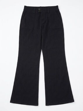 FOREVER 21 Black High Rise Wide Leg Flare Cargo Pants Size L